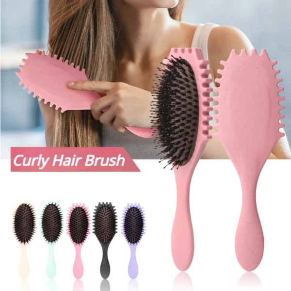 Boar Bristle Curl Defining Detangling Hair Brush - Image 2