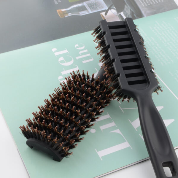Black Detangling Pompadour Hair Brush with Long Handle - Image 2