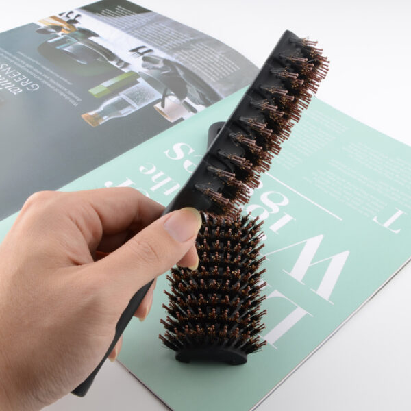 Black Detangling Pompadour Hair Brush with Long Handle - Image 6