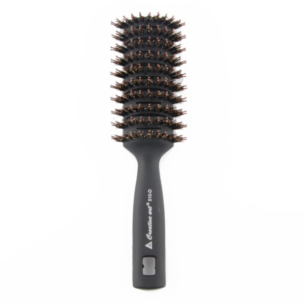 Black Detangling Pompadour Hair Brush with Long Handle - Image 7