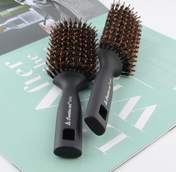 Black Detangling Pompadour Hair Brush with Long Handle - Image 3