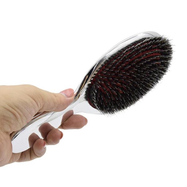 Luxury Silver Boar Bristle Paddle Hair Brush - Image 2