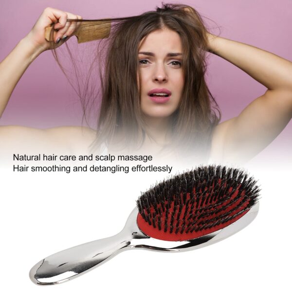 Luxury Silver Boar Bristle Paddle Hair Brush - Image 4