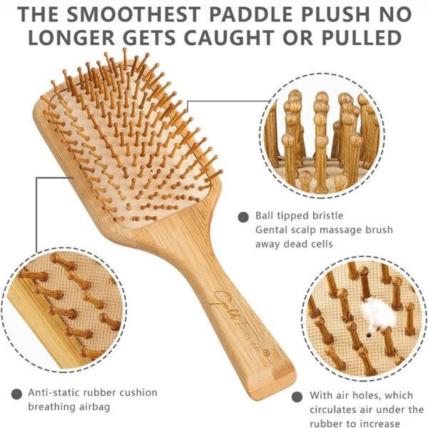 Wooden Bamboo Paddle Cushion Hair Brush - Image 5