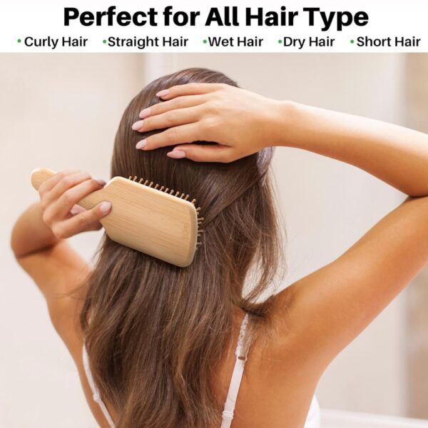 Wooden Bamboo Paddle Cushion Hair Brush - Image 6