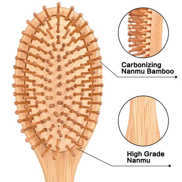 Wooden Bamboo Paddle Cushion Hair Brush - Image 4
