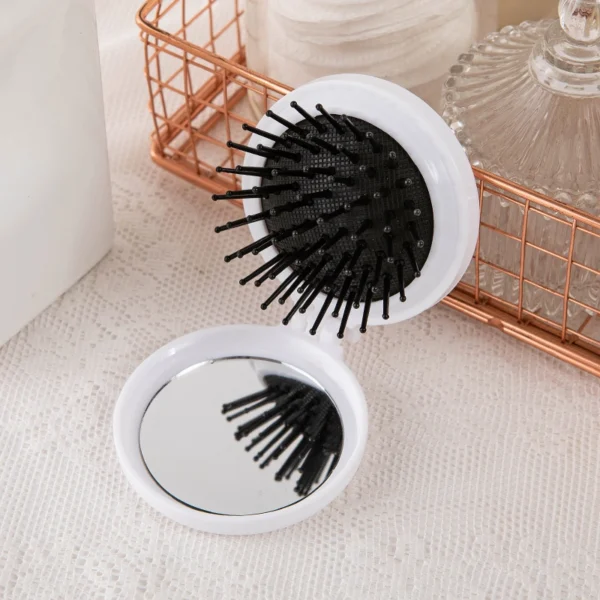 Mini Folding Hairbrush with Massage Comb and Mirror - Image 5