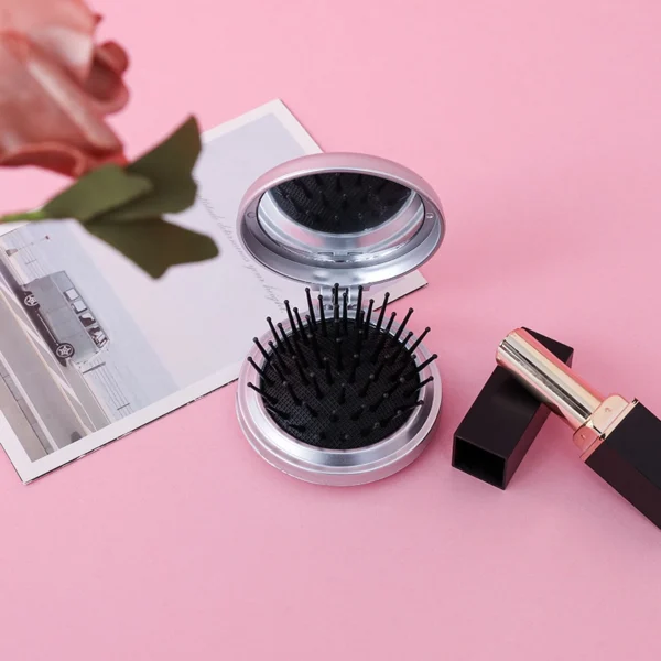 Mini Folding Hairbrush with Massage Comb and Mirror - Image 6