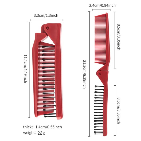Mini Red Folding Pocket Comb - Image 8