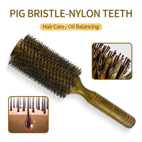 Professional Boar Bristle Round Hair Brush - Image 4