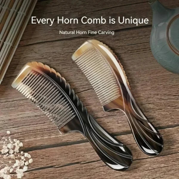 Natural Ox Horn Fine Tooth Comb - Image 7