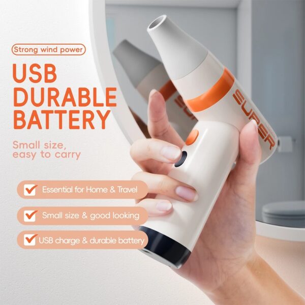 Wireless Handheld Power Fan and Mini Hair Dryer - Image 2