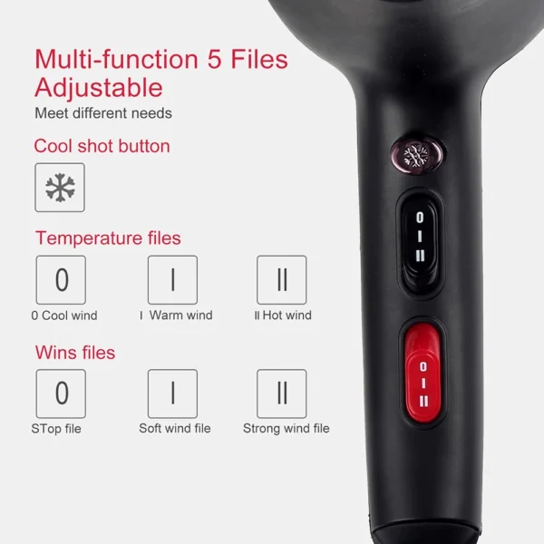 2400W Professional Hair Dryer with Hot and Cold Air - Image 4