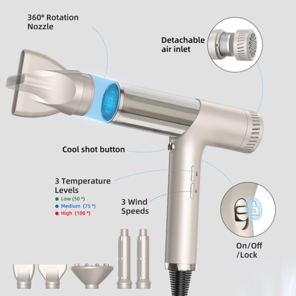 High-Speed Ionic Hair Dryer with Diffuser - Image 2
