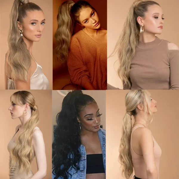Blonde Wavy Hollywood Style Clip-In Ponytail - Image 3