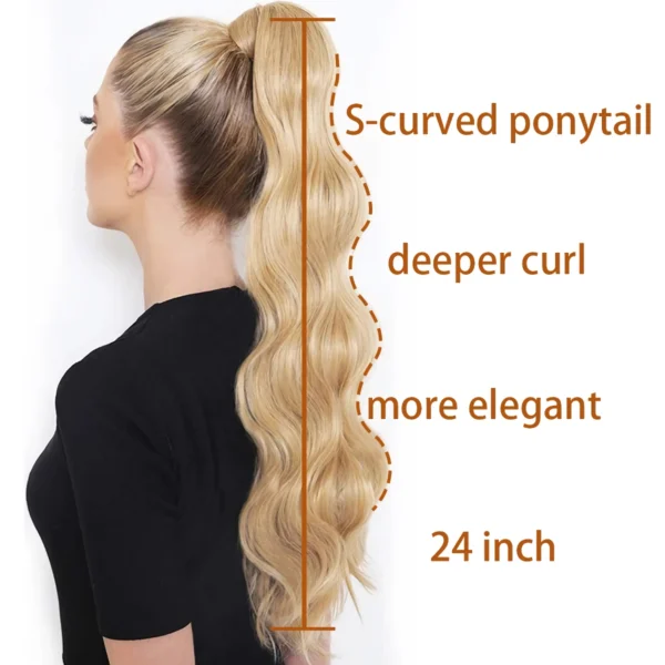 Blonde Wavy Hollywood Style Clip-In Ponytail - Image 6