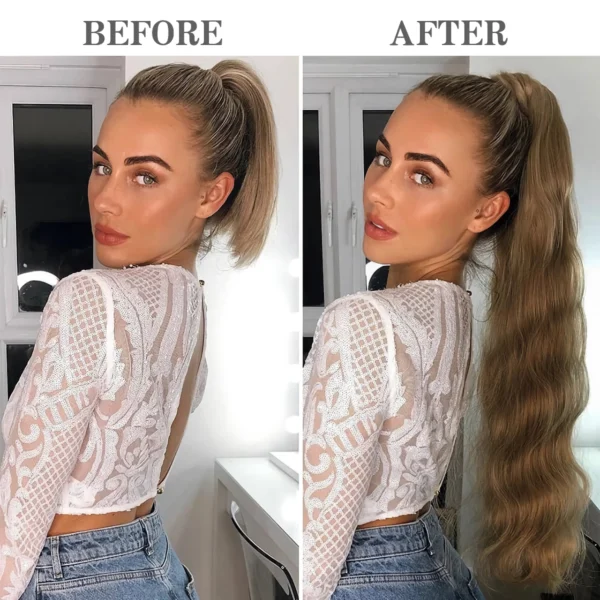 Blonde Wavy Hollywood Style Clip-In Ponytail - Image 4