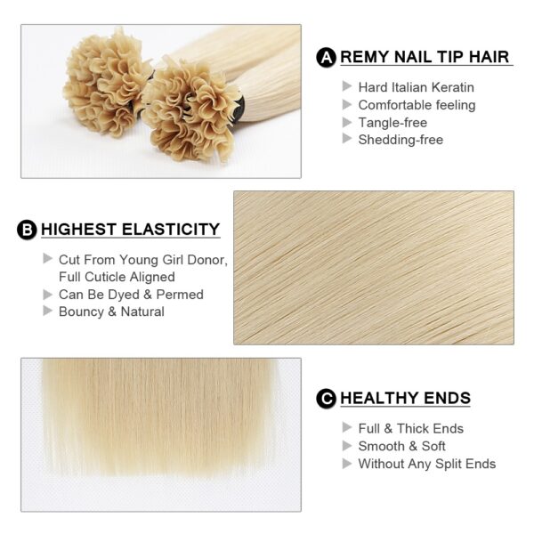 Premium U Tip Keratin Human Hair Extensions - Image 3