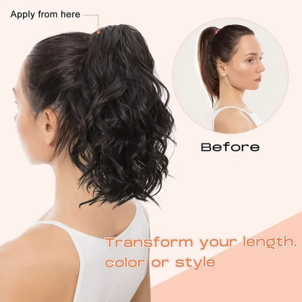 12-Inch Short Wavy Claw Clip Ponytail Extension - Image 2