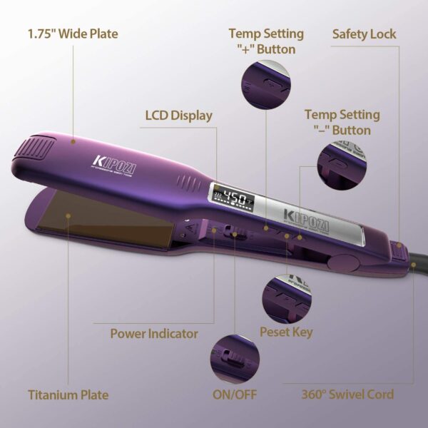 Professional Titanium Hair Straightener with Digital Display - Image 2