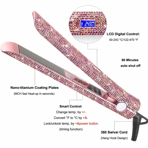 Rhinestone Ceramic Flat Iron - Image 4
