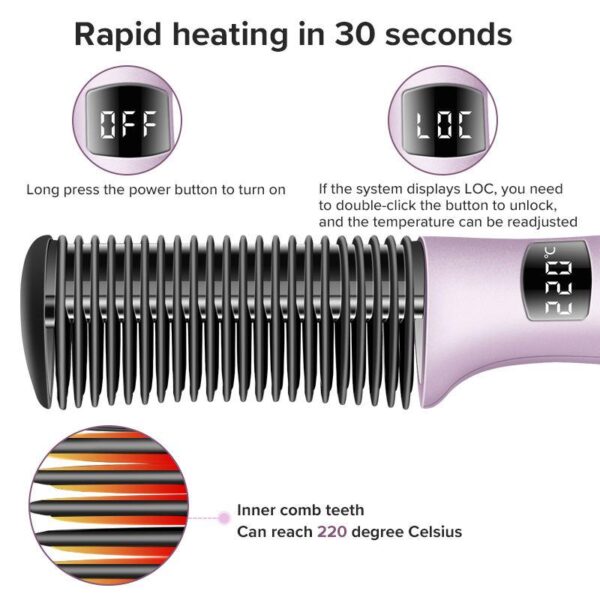 2-in-1 Wireless Hair Straightener & Curler Comb - Image 3