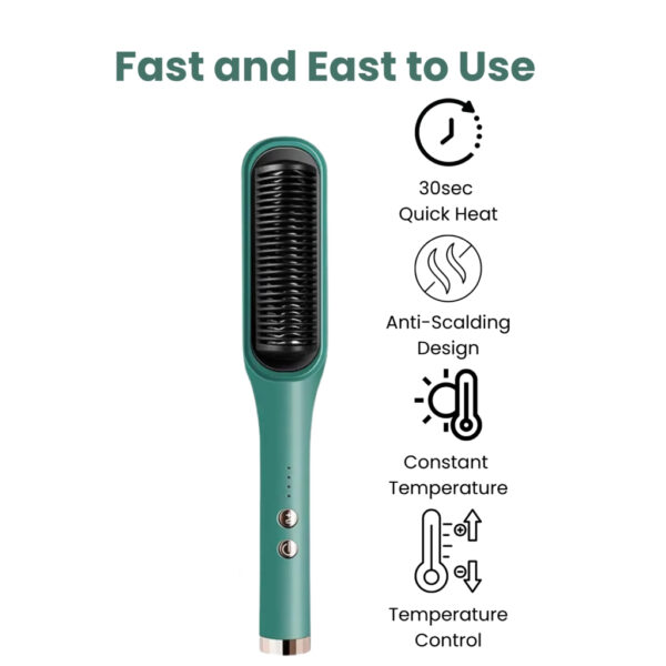 2-in-1 Ionic Hair Straightening Brush & Curling Iron - Image 4