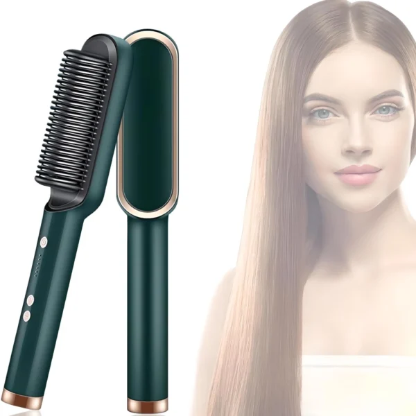 2-in-1 Ionic Hair Straightening Brush & Curling Iron - Image 2