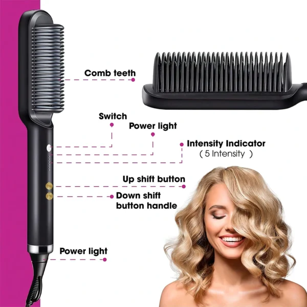 2-in-1 Ionic Hair Straightening Brush & Curling Iron - Image 3