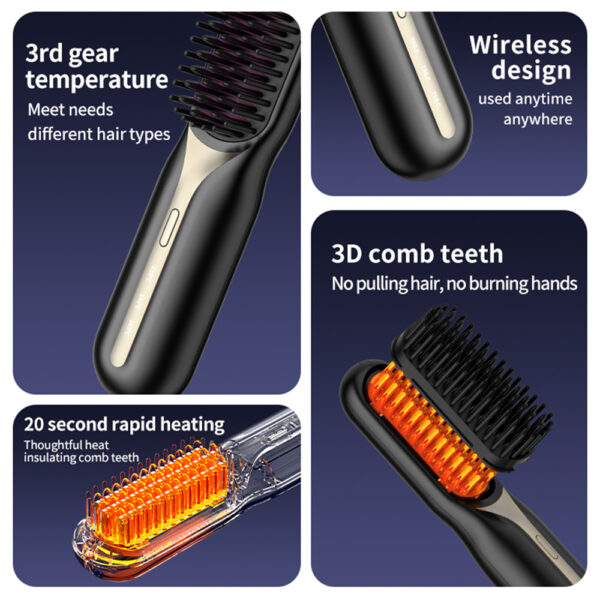 Wireless Ceramic Hair Straightener Hot Comb - Image 6