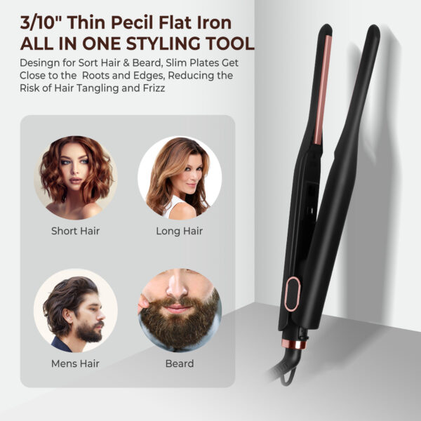 Small Adjustable Temperature Flat Iron for Short Hair - Image 2