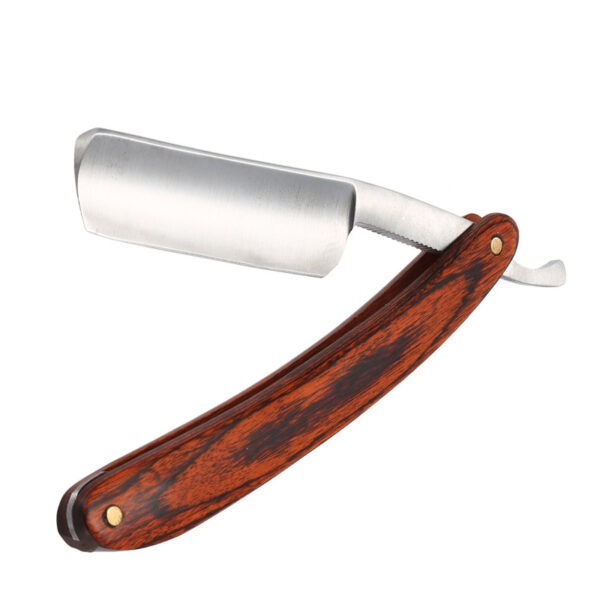 Classic Straight Razor with Beech Wood Handle & Carbon Steel Blade - Image 4
