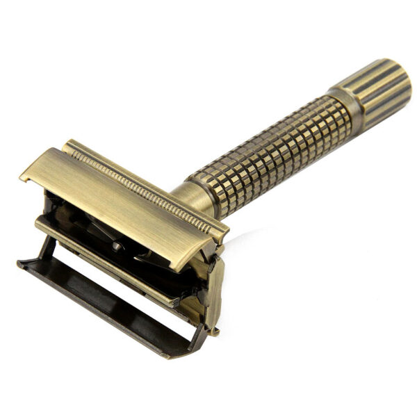 Classic Brass Safety Razor with Butterfly Mechanism - Image 2