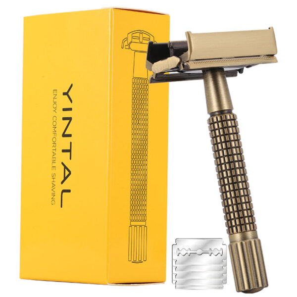 Classic Brass Safety Razor with Butterfly Mechanism - Image 5
