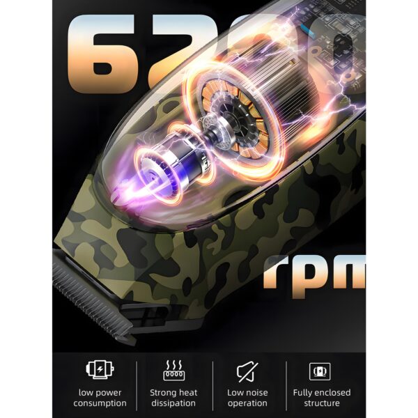 Professional Camouflage Cordless Hair Clipper - Adjustable & Rechargeable - Image 5