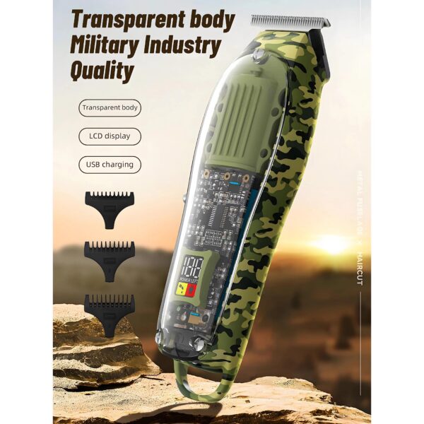 Professional Camouflage Cordless Hair Clipper - Adjustable & Rechargeable - Image 2