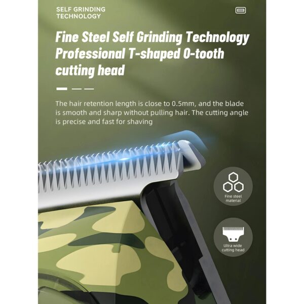 Professional Camouflage Cordless Hair Clipper - Adjustable & Rechargeable - Image 3