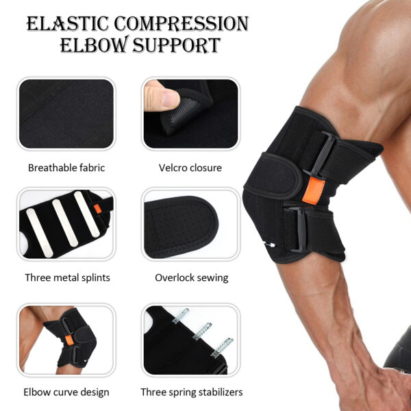 Elastic Compression Elbow Brace with Aluminum Strips Support - Image 2