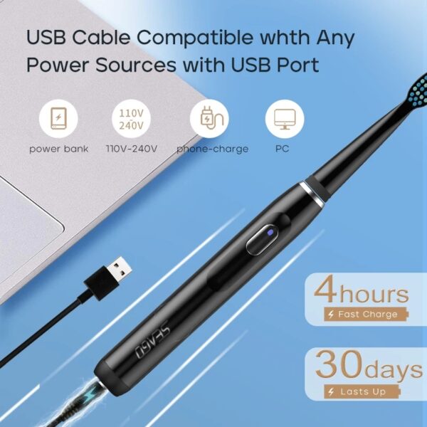 Rechargeable Sonic Electric Toothbrush with 4 Modes and Replaceable Heads - Image 2