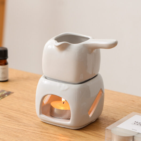 Elegant Ceramic Candle Holder & Tea Warmer Set - Image 5