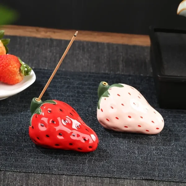 Porcelain Strawberry Incense Holder - Image 2
