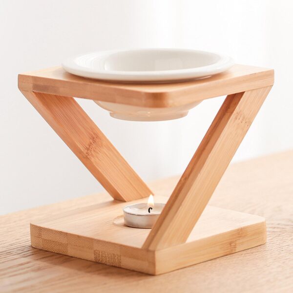 Bamboo Inclined Square Essential Oil Furnace Aroma Burner - Image 2