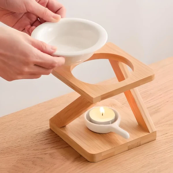 Bamboo Inclined Square Essential Oil Furnace Aroma Burner - Image 6