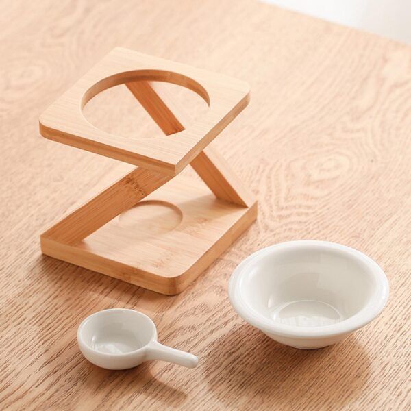 Bamboo Inclined Square Essential Oil Furnace Aroma Burner - Image 4