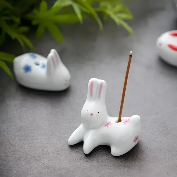 Japanese Style Cartoon Rabbit and Kitten Incense Holder - Image 5