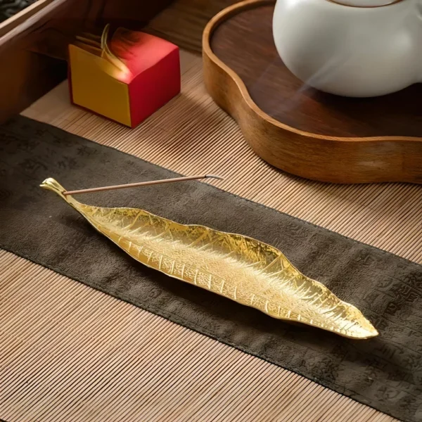 Elegant Bodhi Leaf Incense Stick Holder - Image 2