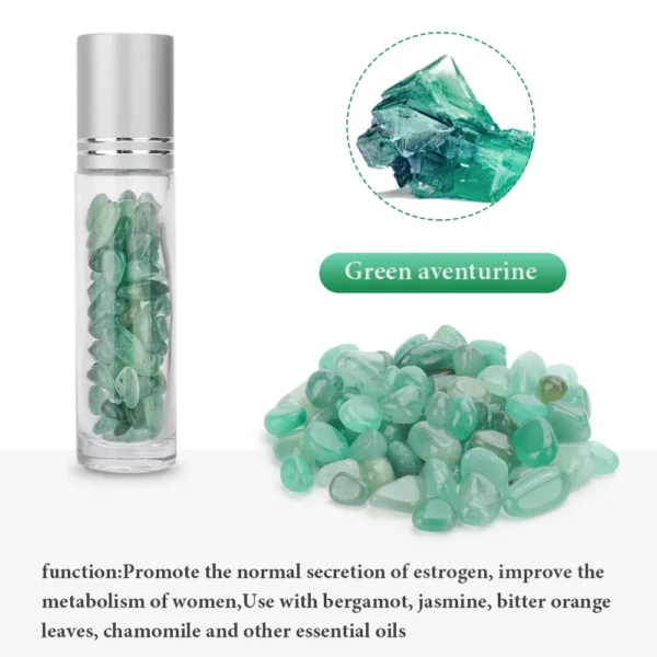 10ml Natural Gemstone Essential Oil Roller Bottles with Crystal Chips - Image 5