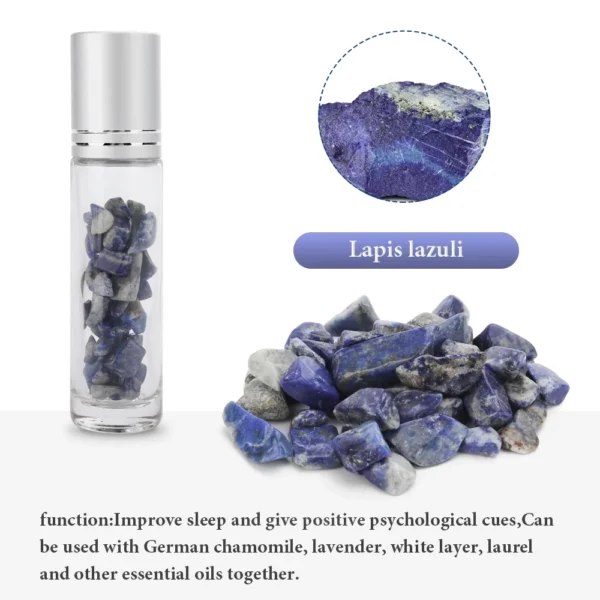 10ml Natural Gemstone Essential Oil Roller Bottles with Crystal Chips - Image 7