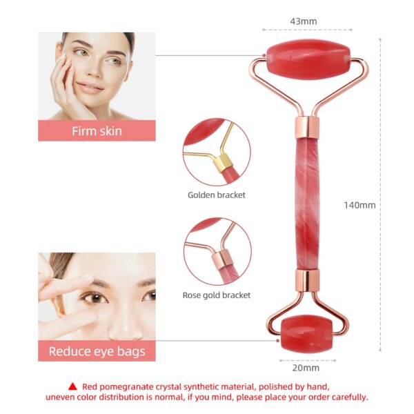 Red Crystal Jade Roller & Gua Sha Scraping Board Set - Image 3