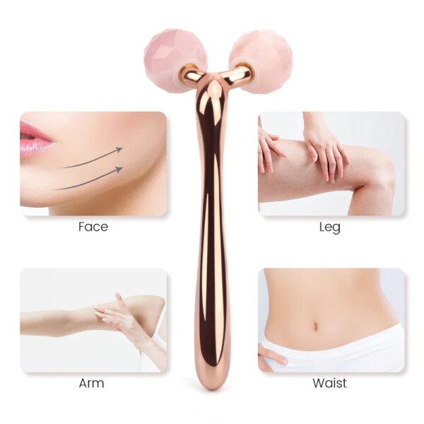 Rose Quartz 3D Roller V Facial Lifting Massager - Image 3